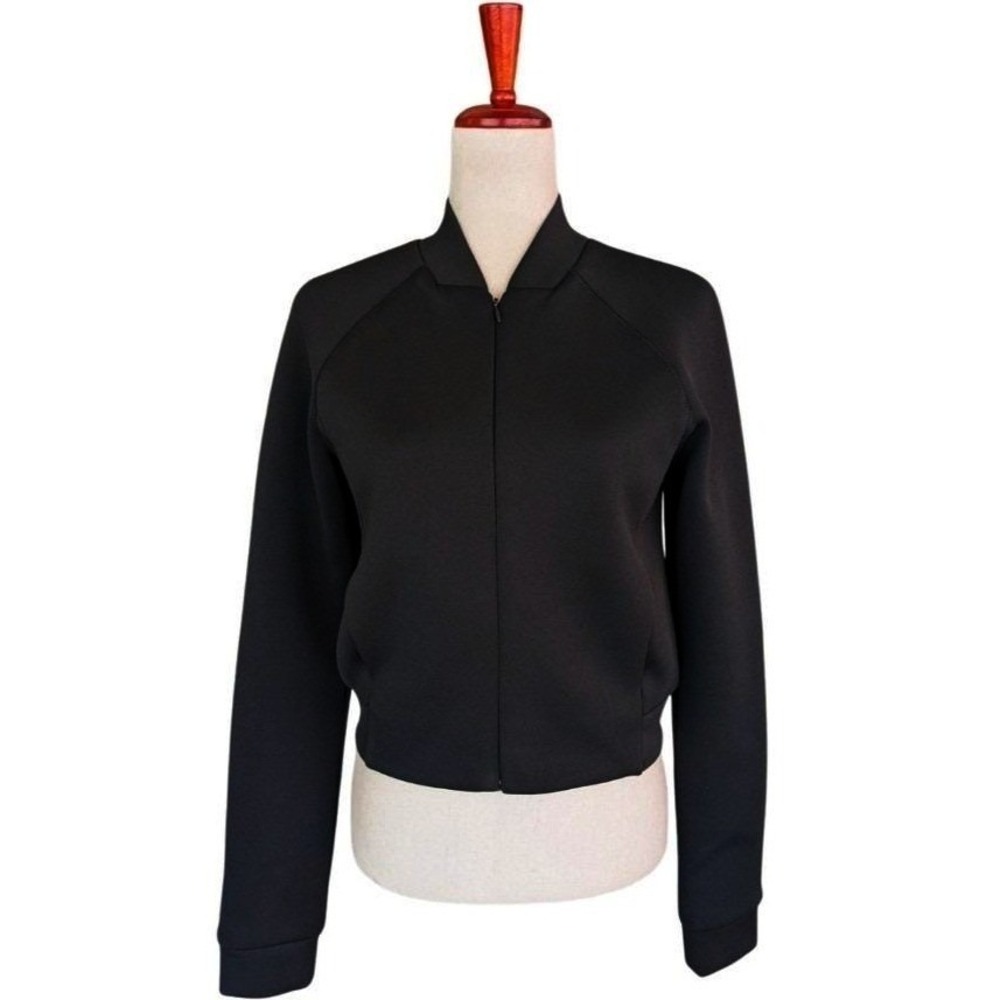 T by Alexander Wang Black Neoprene Scuba Bomber Jacket Size Small